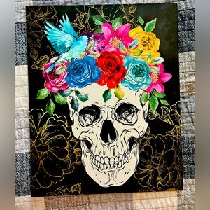 Floral Skull Art Print with Vibrant Colors